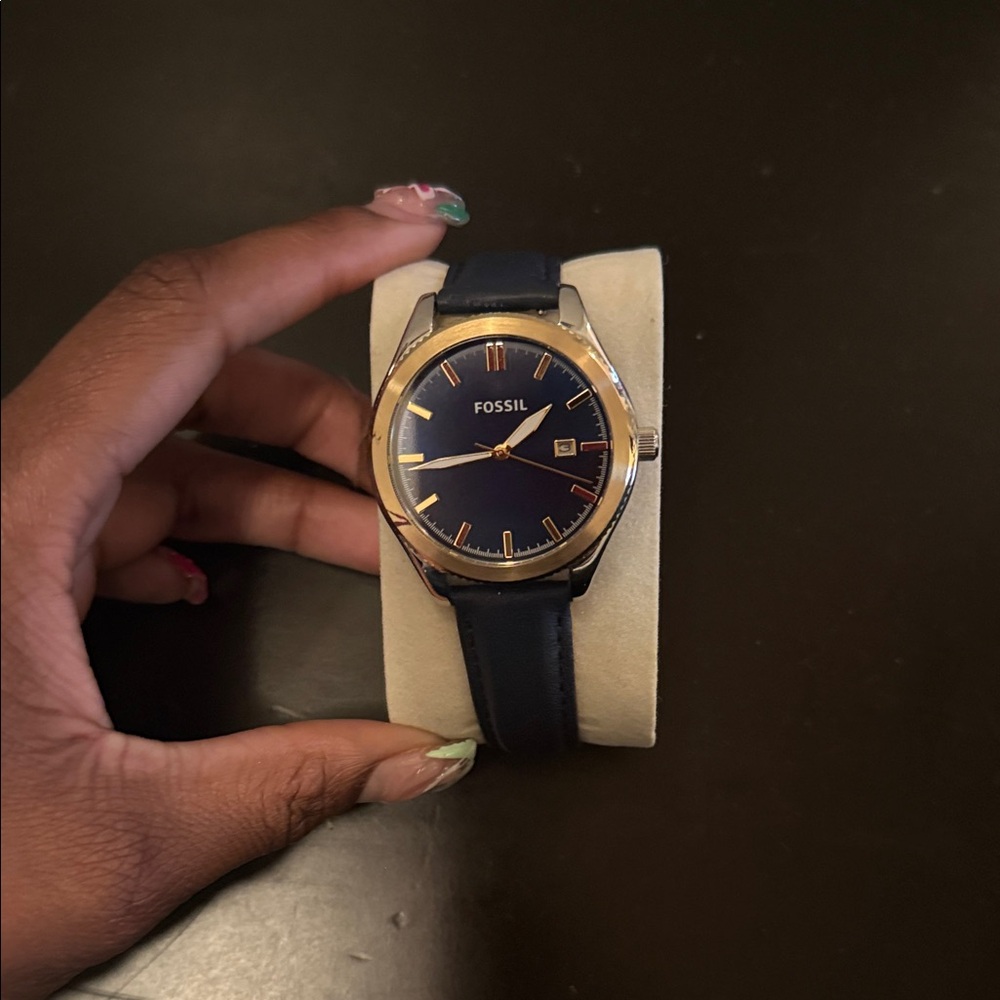 Fossil Blue Dial Watch with Gold Accents
